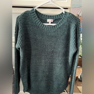 green and blue knit sweater